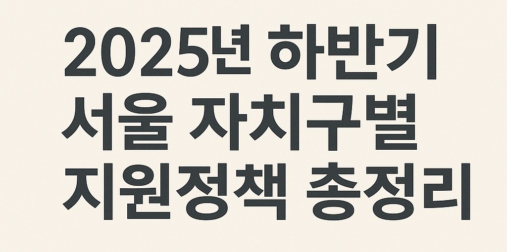 2025년 하반기 지자체별 서울 지원정책